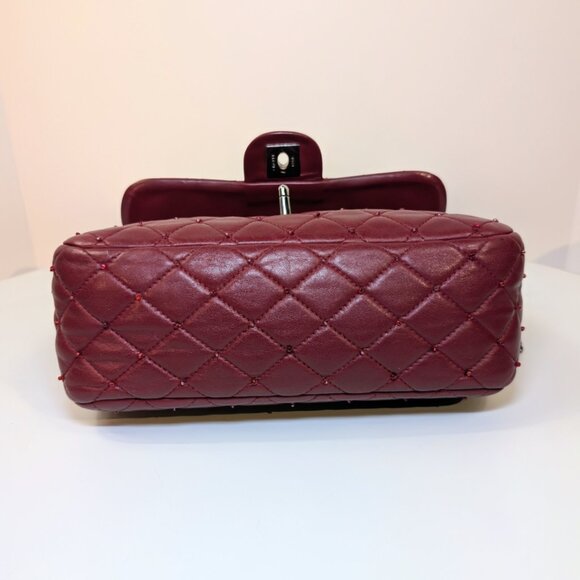 Chanel Burgundy Crystal Embellished Rectangular Classic Mini Flap Bag - Picture 8 of 16